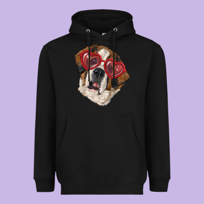 Heavyweight Hoodie Saint bernard with love glasses