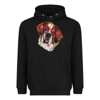 Black Saint bernard with love glasses Heavyweight Hoodie - RanaPortraitStore
