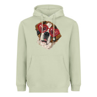 Matcha Saint bernard with love glasses Heavyweight Hoodie - RanaPortraitStore