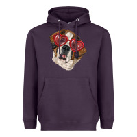 Plum Saint bernard with love glasses Heavyweight Hoodie - RanaPortraitStore
