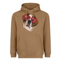 Toasted Coconut Saint bernard with love glasses Heavyweight Hoodie - RanaPortraitStore