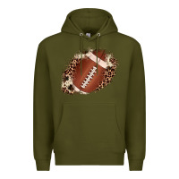 Army Green football cowhide leopard patch Premium Hoodie - JahusDesignShop