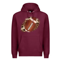 Burgundy football cowhide leopard patch Premium Hoodie - JahusDesignShop
