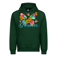 Forest Green dreamer with Butterfly and sunflowers Urban Hoodie - Artiststas