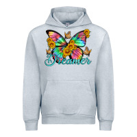 Heather Grey dreamer with Butterfly and sunflowers Urban Hoodie - Artiststas