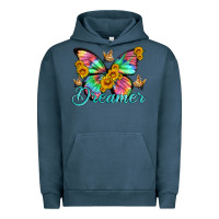 Pigment Midnight Navy dreamer with Butterfly and sunflowers Urban Hoodie - Artiststas