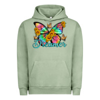 Pigment Oil Green dreamer with Butterfly and sunflowers Urban Hoodie - Artiststas