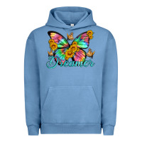 Pigment Pebble Blue dreamer with Butterfly and sunflowers Urban Hoodie - Artiststas