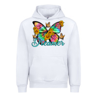 White dreamer with Butterfly and sunflowers Urban Hoodie - Artiststas