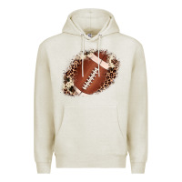 Oatmeal Heather football cowhide leopard patch Premium Hoodie - JahusDesignShop