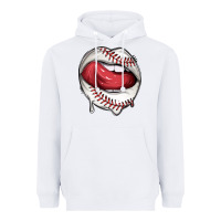 White sports lips baseball Heavyweight Hoodie - texasbilliewilder