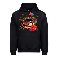 Black donut strawberry and usa flag Urban Hoodie - AdoDesignShop