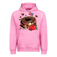 Fuchsia Pink donut strawberry and usa flag Urban Hoodie - AdoDesignShop