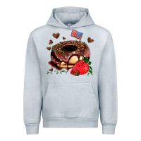 Heather Grey donut strawberry and usa flag Urban Hoodie - AdoDesignShop