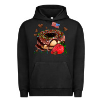 Pigment Black donut strawberry and usa flag Urban Hoodie - AdoDesignShop