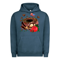 Pigment Midnight Navy donut strawberry and usa flag Urban Hoodie - AdoDesignShop