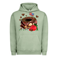 Pigment Oil Green donut strawberry and usa flag Urban Hoodie - AdoDesignShop