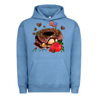 Pigment Pebble Blue donut strawberry and usa flag Urban Hoodie - AdoDesignShop