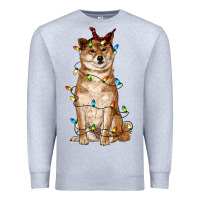 Heather Grey christmas lights shiba inu Premium Sweatshirt - RanaPortraitStore