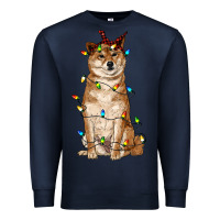 Navy christmas lights shiba inu Premium Sweatshirt - RanaPortraitStore