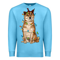 Ocean Blue christmas lights shiba inu Premium Sweatshirt - RanaPortraitStore