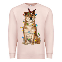 Pale Pink christmas lights shiba inu Premium Sweatshirt - RanaPortraitStore