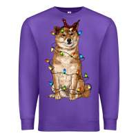 Purple christmas lights shiba inu Premium Sweatshirt - RanaPortraitStore