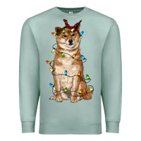 Seafoam christmas lights shiba inu Premium Sweatshirt - RanaPortraitStore