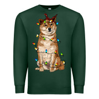 Sports Green christmas lights shiba inu Premium Sweatshirt - RanaPortraitStore