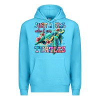 Ocean Blue just a girl who loves turtles Premium Hoodie - Jasminsmagicworld