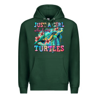 Sports Green just a girl who loves turtles Premium Hoodie - Jasminsmagicworld