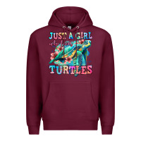 Burgundy just a girl who loves turtles Premium Hoodie - Jasminsmagicworld