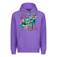Purple just a girl who loves turtles Premium Hoodie - Jasminsmagicworld