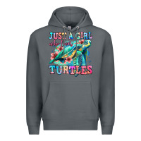 Rock just a girl who loves turtles Premium Hoodie - Jasminsmagicworld