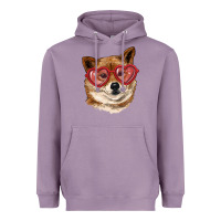 Lavender shiba inu with love glasses Heavyweight Hoodie - RanaPortraitStore