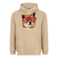 Mushroom shiba inu with love glasses Heavyweight Hoodie - RanaPortraitStore