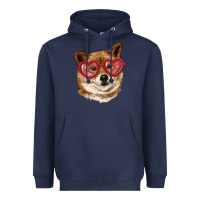 Shiba Inu With Love Glasses Heavyweight Hoodie | Teevron
