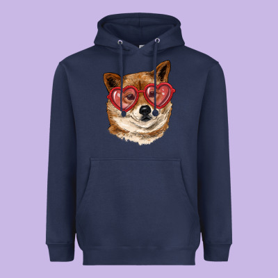 Heavyweight Hoodie shiba inu with love glasses