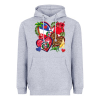 Heather Grey dominican republic  hearts Heavyweight Hoodie - texasbilliewilder