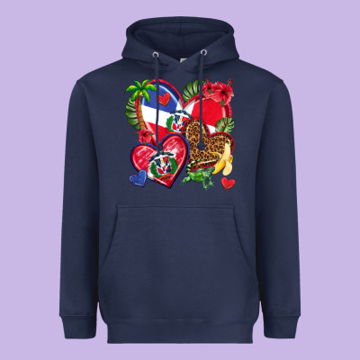 Heavyweight Hoodie dominican republic  hearts