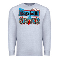 Heather Grey baseball sister with leopard Premium Sweatshirt - Zillion Design Studio