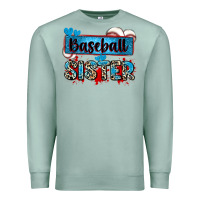 Seafoam baseball sister with leopard Premium Sweatshirt - Zillion Design Studio