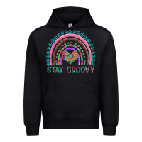 Black stay groovy with rainbow and heart Urban Hoodie - Artiststas