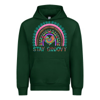 Forest Green stay groovy with rainbow and heart Urban Hoodie - Artiststas