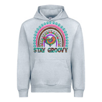 Heather Grey stay groovy with rainbow and heart Urban Hoodie - Artiststas