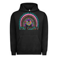 Pigment Black stay groovy with rainbow and heart Urban Hoodie - Artiststas