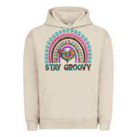 Pigment French Oak stay groovy with rainbow and heart Urban Hoodie - Artiststas