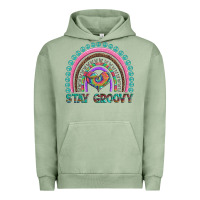 Pigment Oil Green stay groovy with rainbow and heart Urban Hoodie - Artiststas