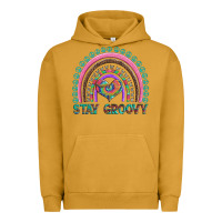 Pigment Peanut Butter stay groovy with rainbow and heart Urban Hoodie - Artiststas