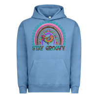 Pigment Pebble Blue stay groovy with rainbow and heart Urban Hoodie - Artiststas